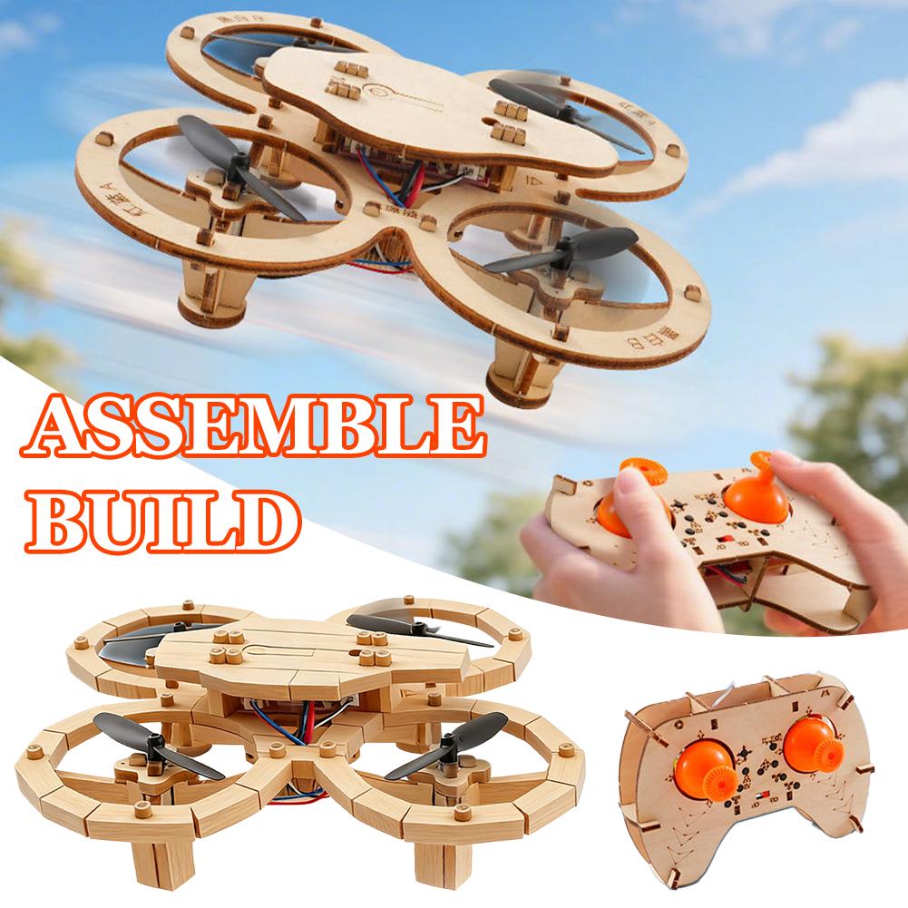 木製組立 DIY Quadcopter リモコン付きドローン教育物理工学モデルパズル組立玩具モデル