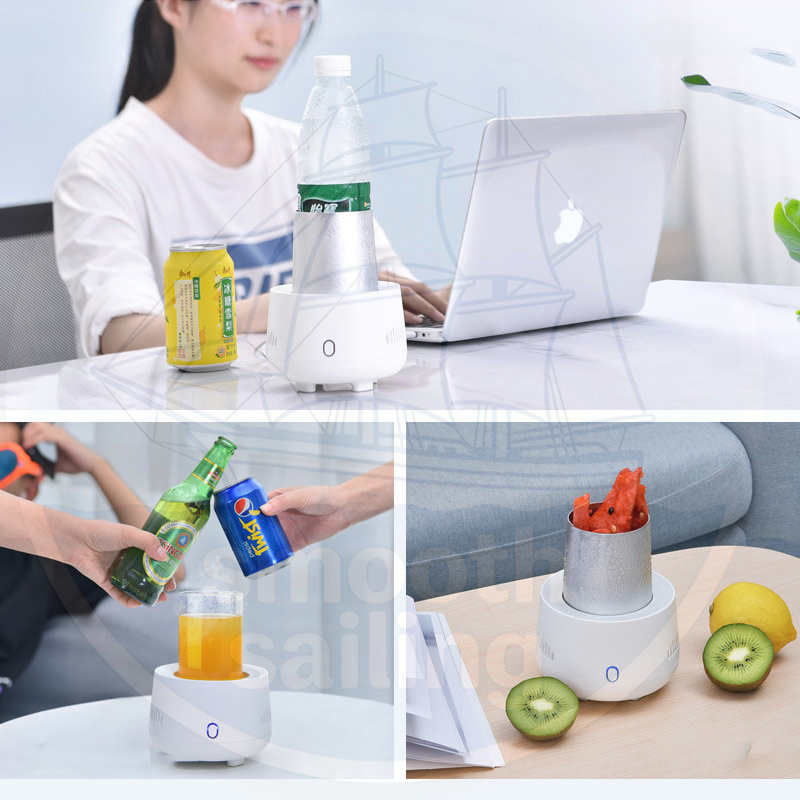 デスクトップクイックカップクーラー、電気TECキープビールジュースヨーグルトアイスクリームクールカップ、ポータブルUSBドリンク冷却コースター