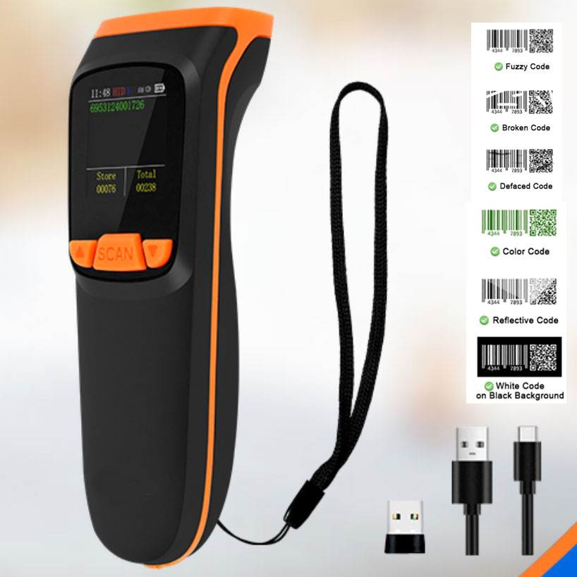 ワイヤレス 2D 在庫スキャナ Bluetooth QR バーコード データコレクタ LCD スクリーンディスプレイ付きポータブル倉庫在庫リーダー
