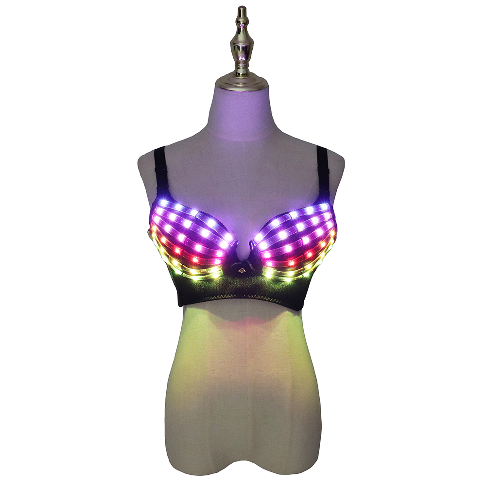 フルカラー LED ブラジャー変色セクシーな下着パーティードレスベリーダンスライトアップブラジャー発光衣装光るビキニ衣装