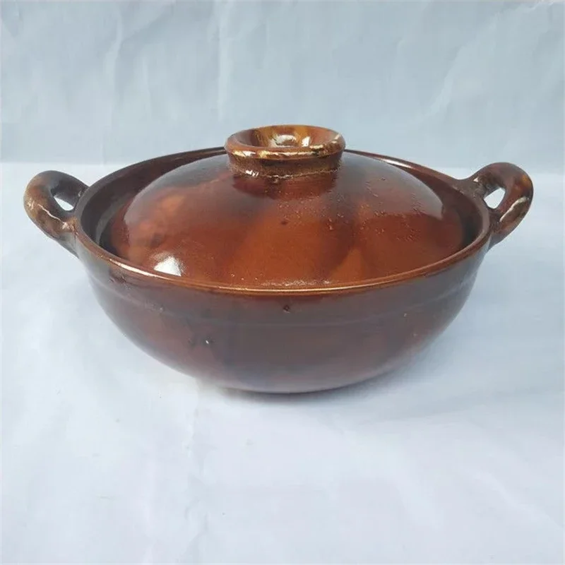 1L 1.9L Chinese Style Red Glaze Earthen Cooking Casserole Hong Kong Guangdong Soup Rice Porridge Pot Clay Stewpan Pan