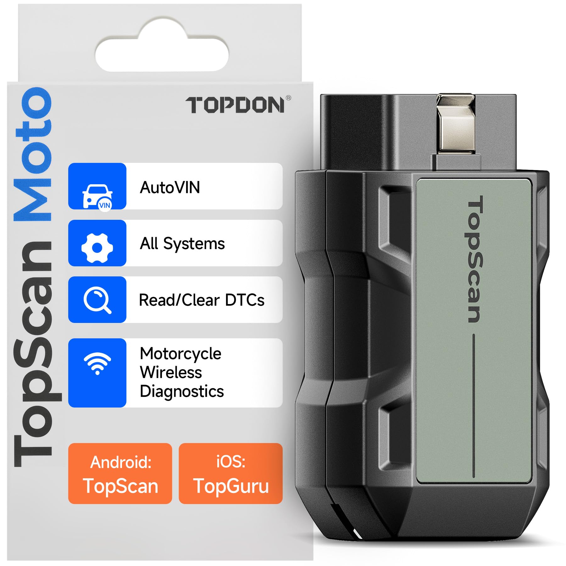 TOPDON TopScan Moto Bluetooth スキャナー Harley Ducati BMW Honda Yamaha 用 全システムオートバイ診断ツール オイルリセットサービス付き AutoVIN