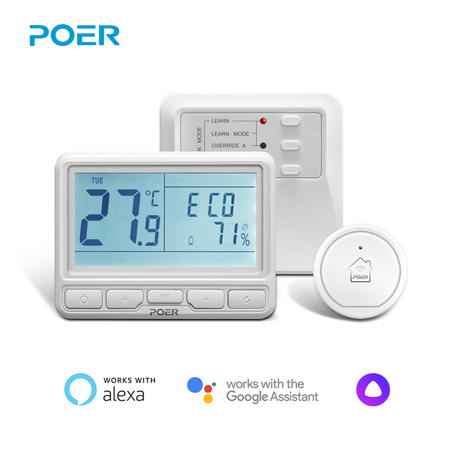 POER スマート WiFi ワイヤレスサーモスタットプログラマブル室温コントローラー Alexa ボイラー床暖房温度調節器
