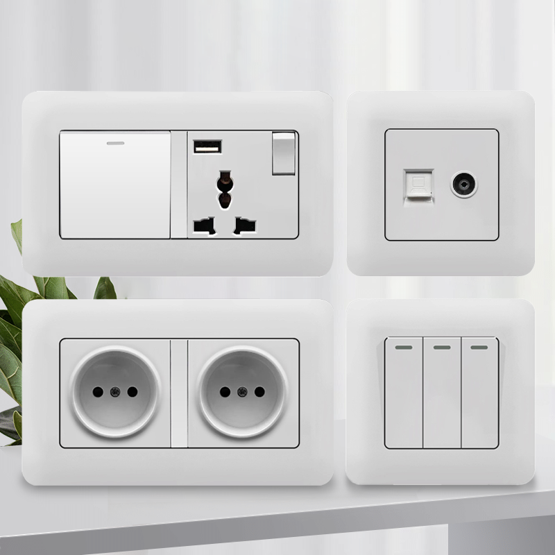 EU ロシア白壁スイッチコンセントソケットパネルスイッチ付き USB とタイプ C 電源プラグソケット住宅改善用