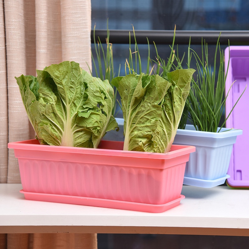 ガーデニングバルコニー野菜花植栽 2 個フラワースロットプランタープラスチック植栽ポット長方形植木鉢肥厚