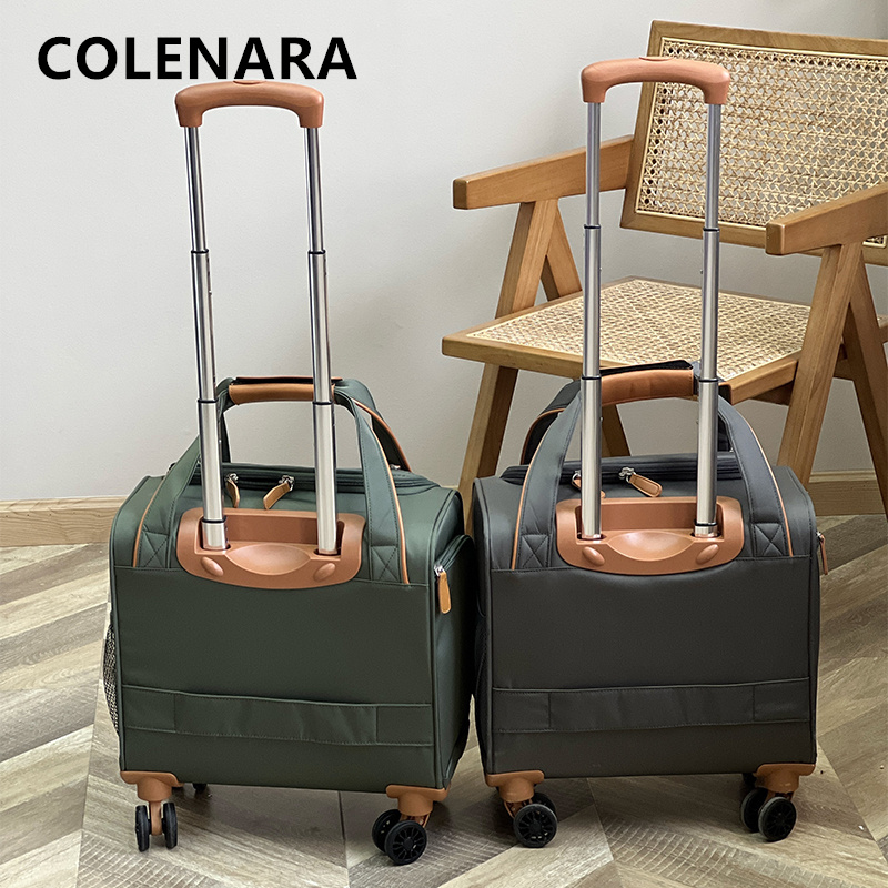 COLENARA 女性のスーツケース 16 インチオックスフォード布搭乗ボックス学生トロリーケースホイール付き旅行バッグメンズローリング荷物