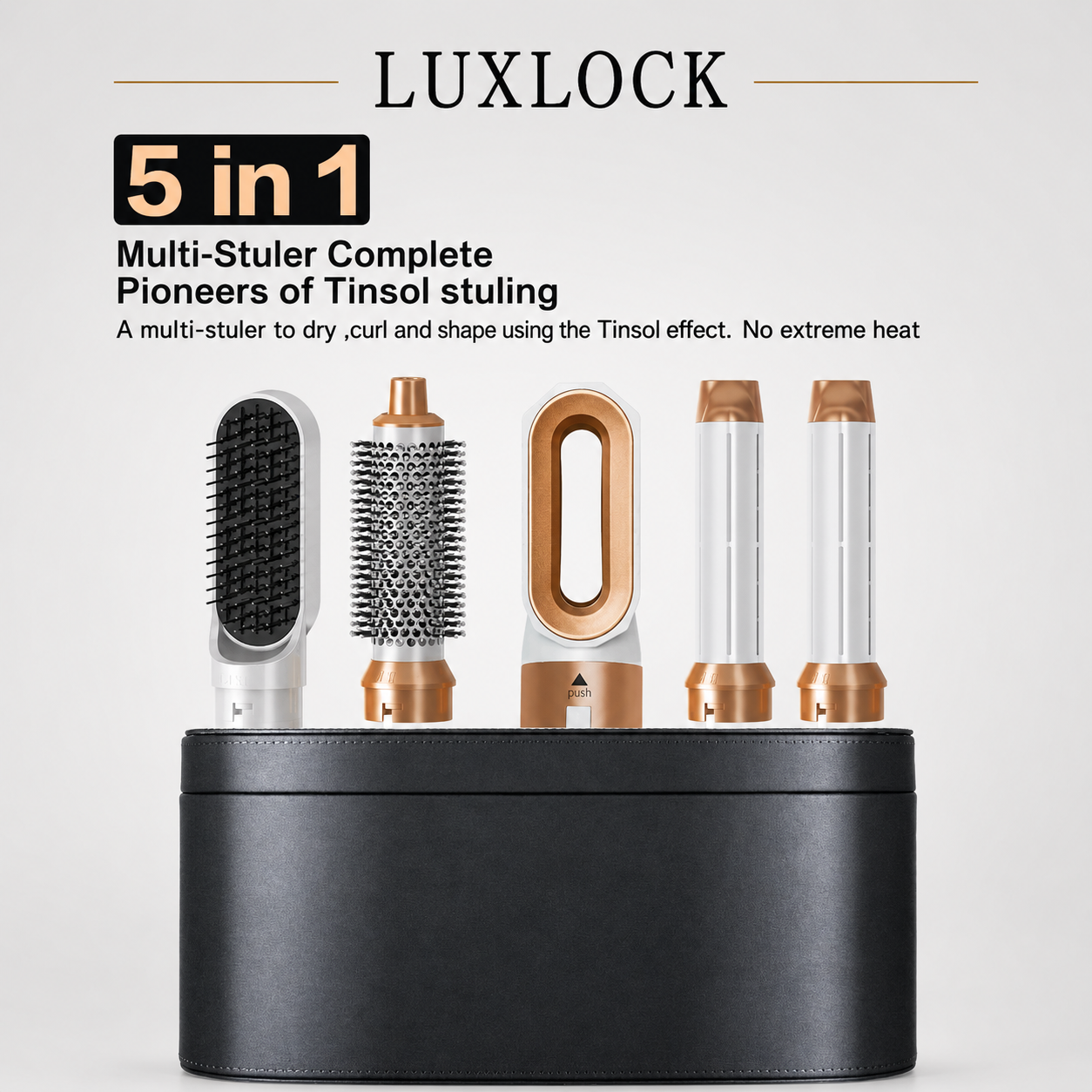 LUXLOCK 5-In-1 ヘアドライヤーヘアアイロン熱風コーム Dyso エアバッグヘアドライヤースタイリングツールストレートナー理髪ツールギフト