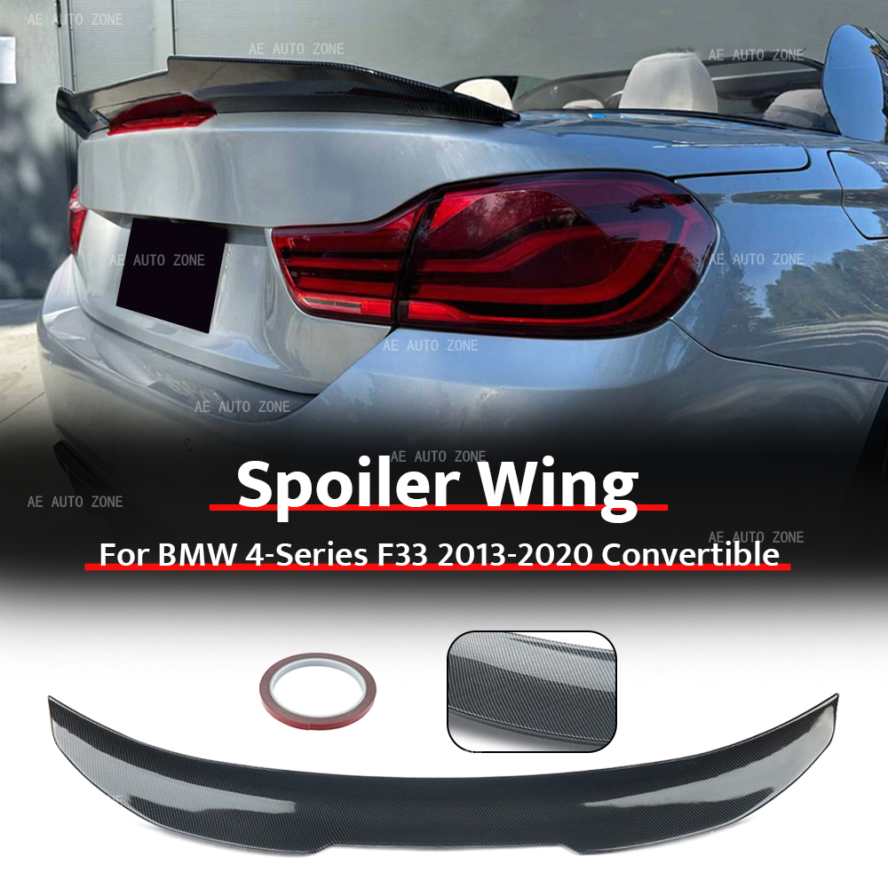 光沢のあるカーボンファイバールック PSM スタイルリアスポイラーウイング BMW 4 シリーズ F33 2013-2020 428i 430i 435i 440i M4 F83 コンバーチブル