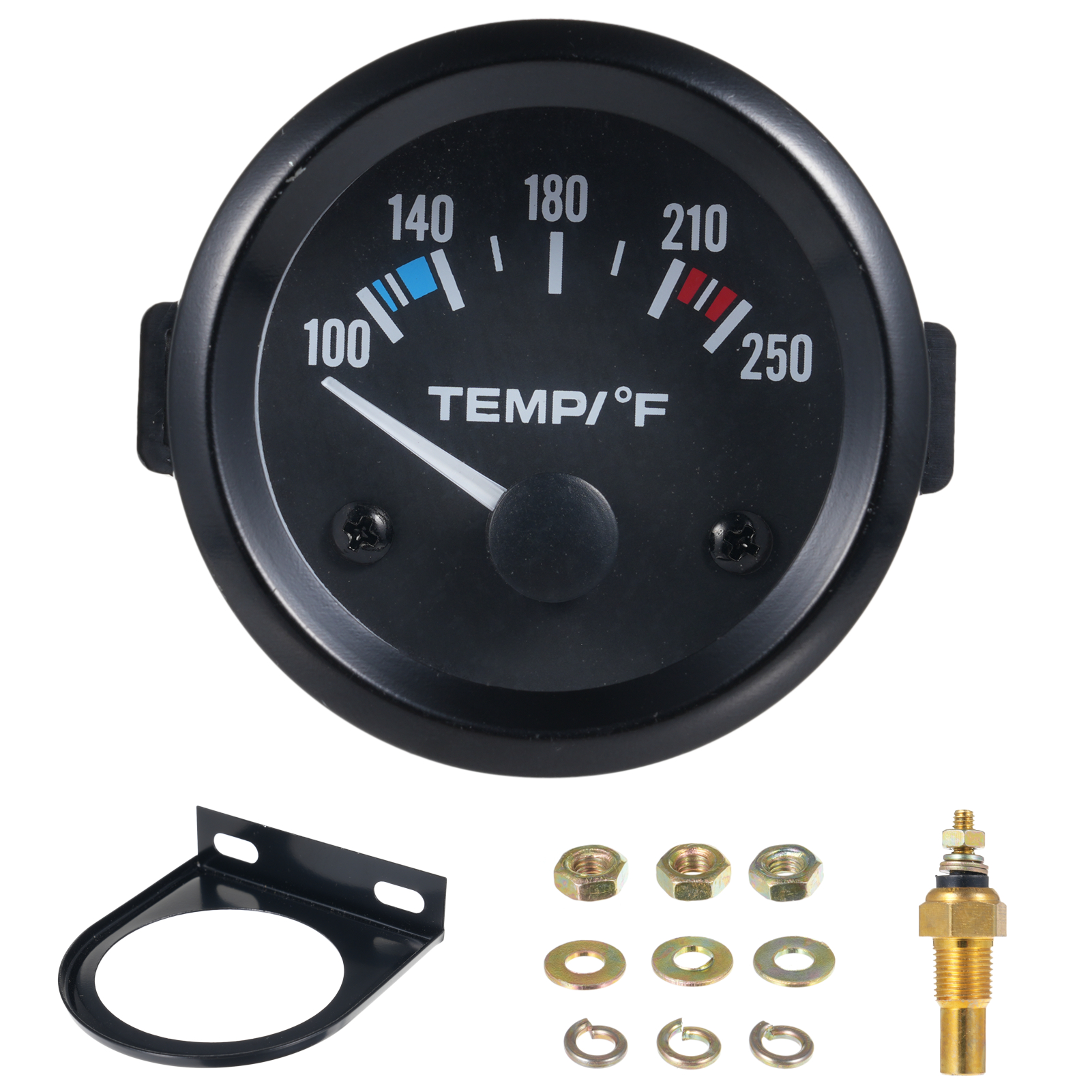 2インチ 52mm 水温計 12V 冷却水温度計 センサー付き ホワイト LED バックライト 100-250℉ 車 トラック ボート RV UTV用