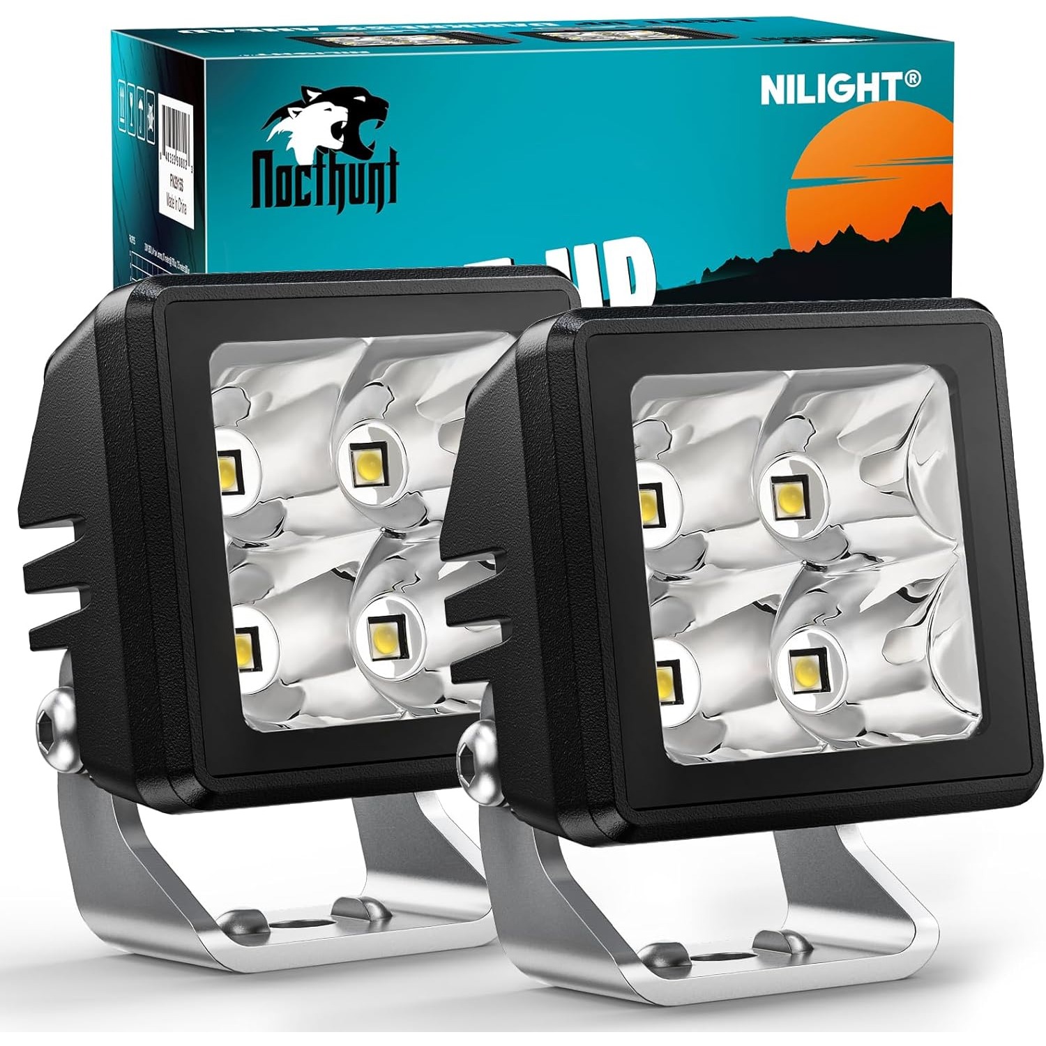 Nilight オートバイ LED ポッド 2 個 20 ワットスポットビームスクエアミニ運転作業灯オフロードサイドライトトラクタートラックバイク用