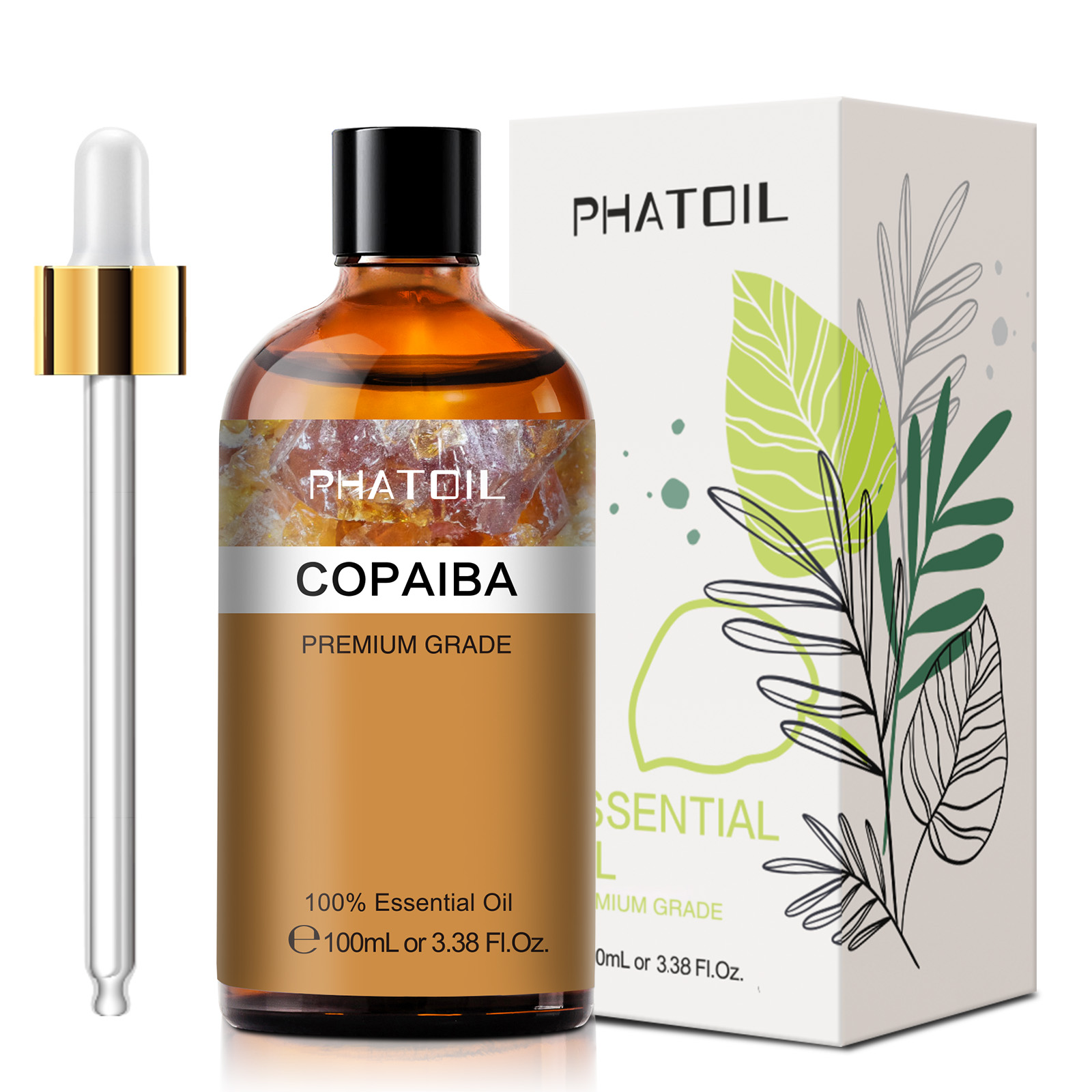 PHATOIL 100 ミリリットルコパイバ純粋なエッセンシャルオイルヘリクリサムネロリオーストラリアンティーツリーレモンユーカリターメリックオレガノスペアミントオイル