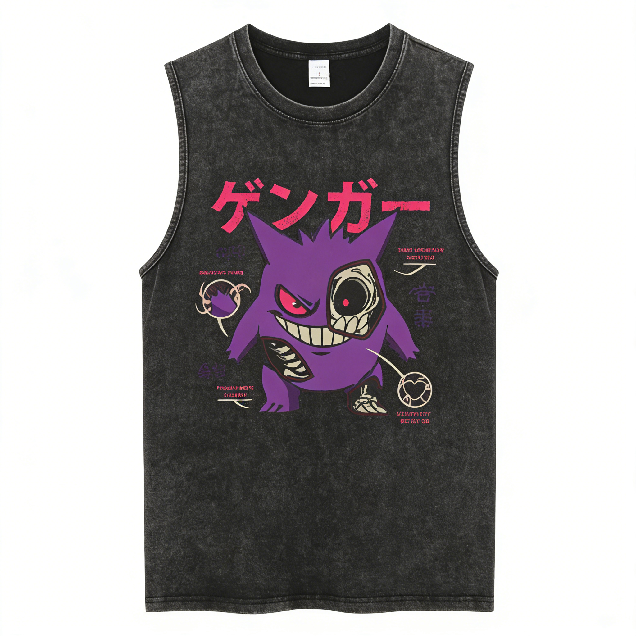 ジムベストマン Tシャツポケモンプリント 2026 Y2k ヴィンテージ洗浄夏ノースリーブシャツプリントストリートルーズカジュアルメンズタンクトップ