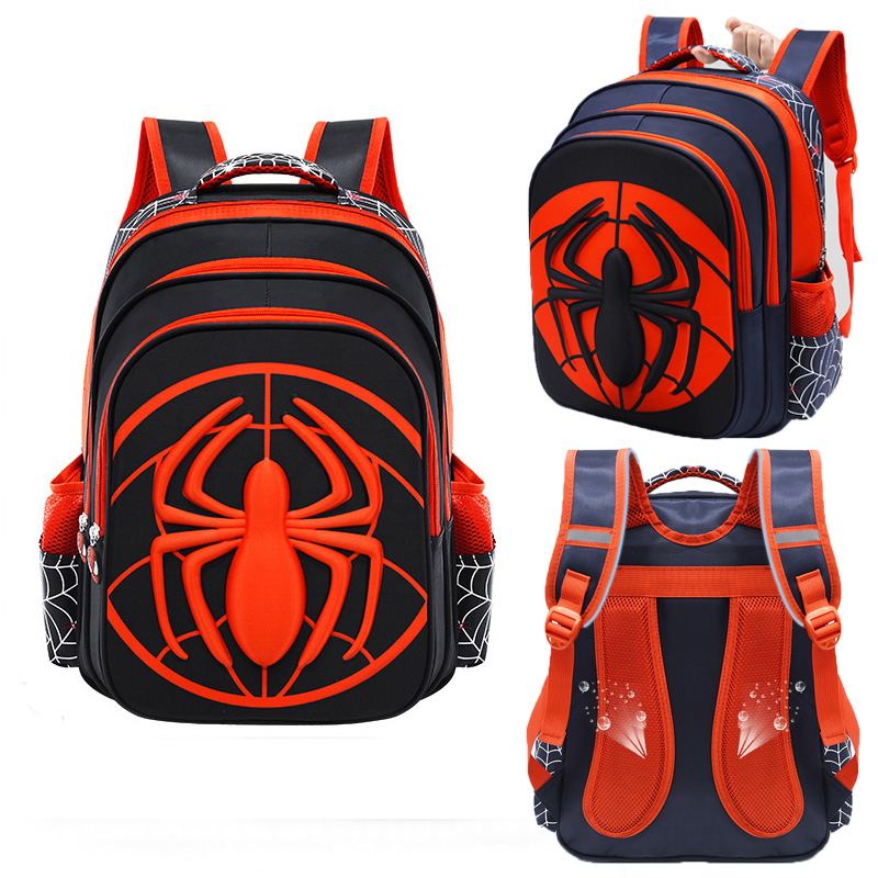 スパイダーバックパック鉛筆ケースセット男の子用スクールバッグ小学校子供用スクールバッグ漫画防水プライマリーバックパック