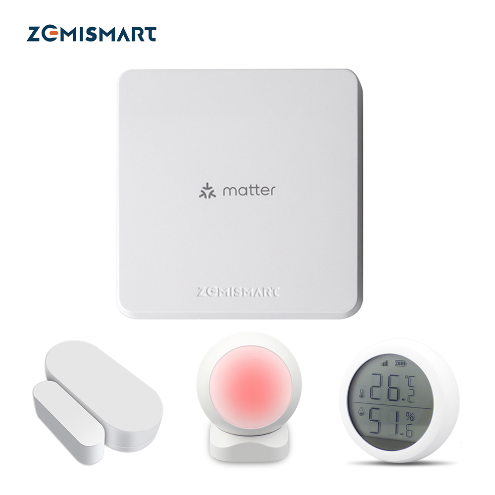 Zemismart Matter Thread Hub スマート コントロール Zigbee ドア PIR センサー 温度湿度センサー スマート ライフ Google Home アプリ リモコン