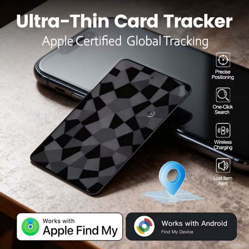 ワイヤレス充電ウォレット トラッカー カード Find My App または Google Find Hub と連携 GPS ロケーター 超薄型トラッカー カード キー ファインダー