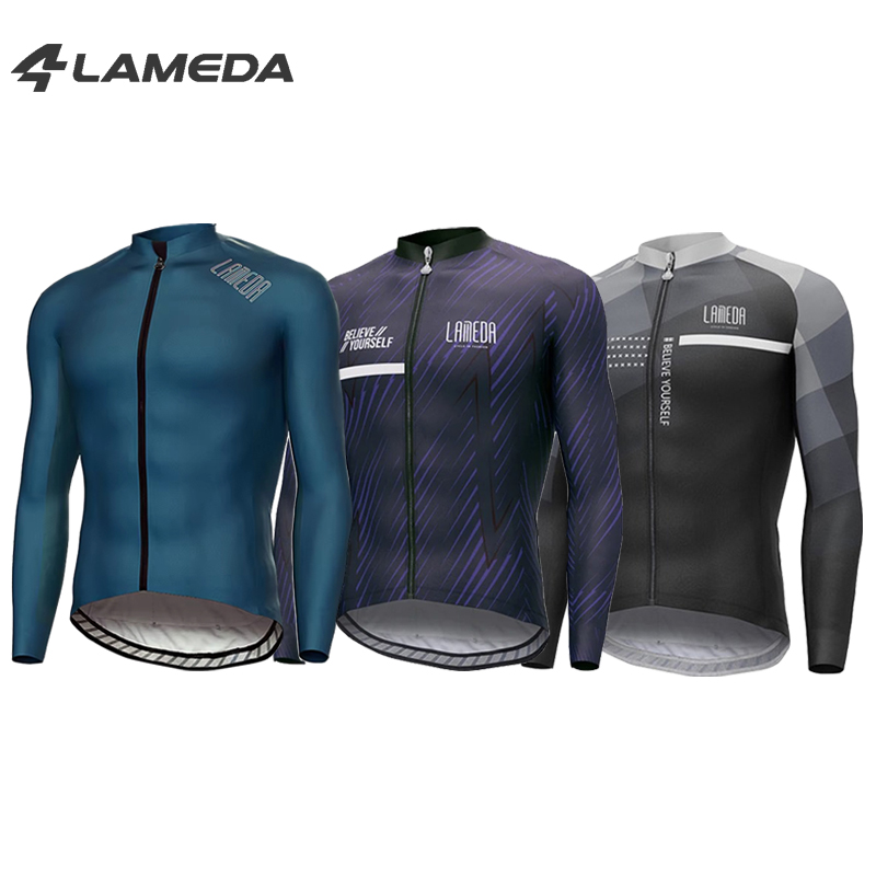 LAMEDA 冬サイクリングジャージ防風フリース長袖メンズプロフェッショナル乗馬服マウンテンバイクロードサイクリングジャージ