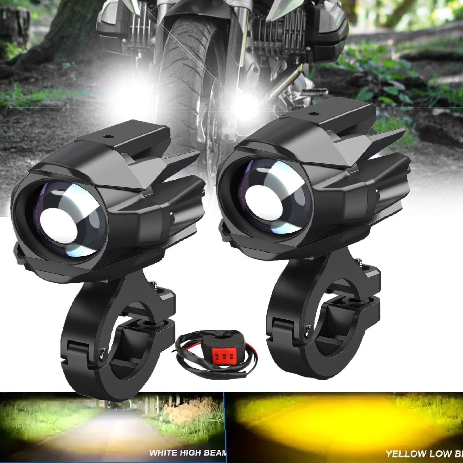 オートバイ LED ライトヘッドライトデュアルフロントフォグドライビングスポットライトスーパー BMW ホンダヤマハスズキ 4x4 ATV トラックバイク SUV