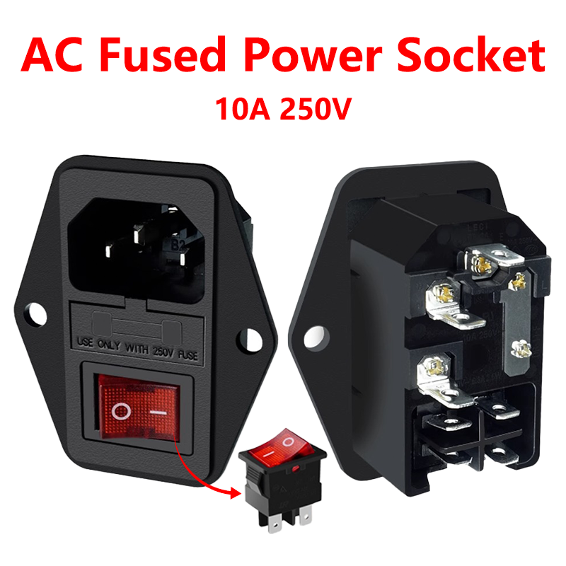 10A250V プラグヒューズロッカースイッチオス電源ソケット lEC320 C14 コネクタ AC-01A プラグとヒューズ DLY 部品