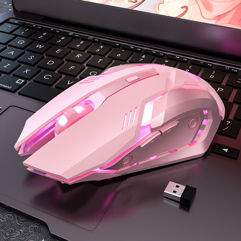 ゲームミュートマウスかわいい RGB ゲーマー 6 ボタンマウス光学式オフィスコンピュータマウスデスクトップラップトップ人間工学に基づいたゲームマウス