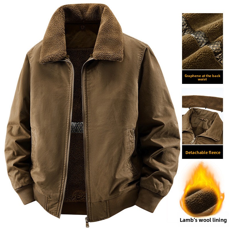 冬の新メンズ作業着大サイズフェイクウール綿ジャケット暖かい綿の服冬の綿ジャケット 7958 カジュアルルーズフィット