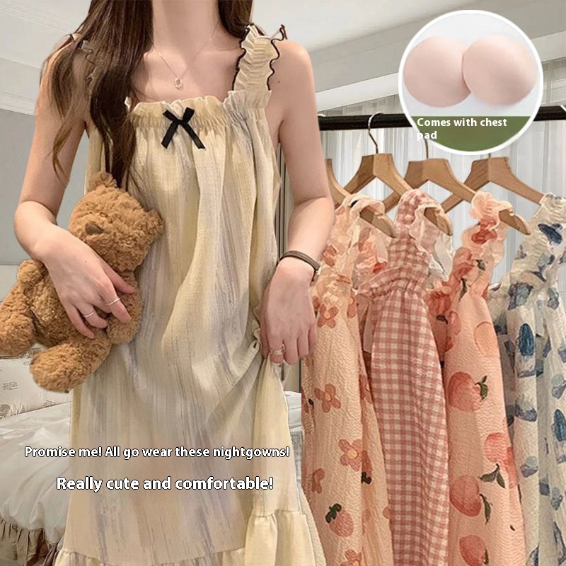 夏のレディースナイトガウンホルターネックネグリジェナイトガウン女性夏のベストナイトガウンブラパッド付き屋外ホームウェアで着用可能