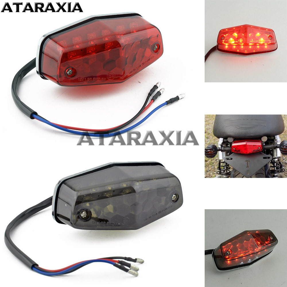 オートバイ停止ブレーキライトリアランプルーカススタイル LED テールライトユニバーサルバイクリアストップライトハーレーカフェレーサーチョッパー