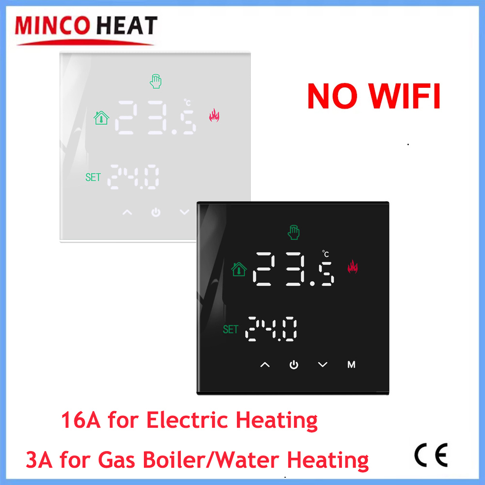 MINCO HEAT 3A 16A LCD ディスプレイタッチスクリーン温度コントローラーサーモスタット水/電気床/ガスボイラー 1PC