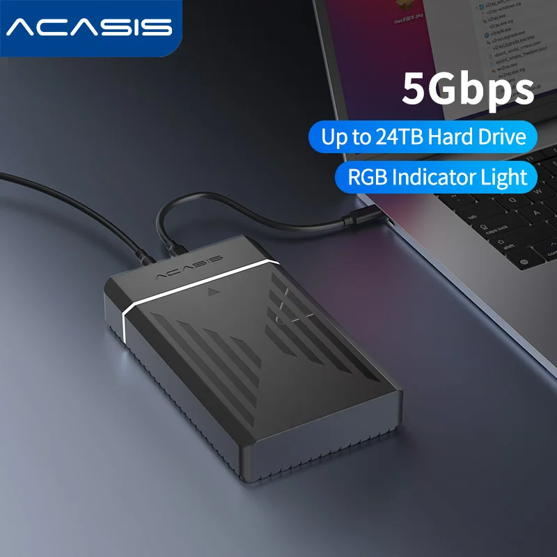 Acasis USB 3.0 to Sata エンクロージャ、2.5 インチ/3.5 インチ HDD SSD 用 - 最大容量 30TB、速度 5Gbps
