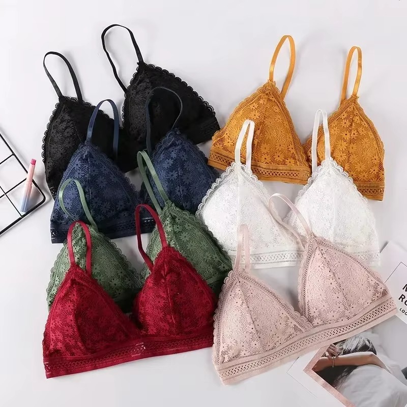 セクシーな花のレースのブラトップ女性のためのプッシュアップ女性ランジェリー通気性 Bralette リムーバブルパッド薄型ファッション新ワイヤレスブラジャー