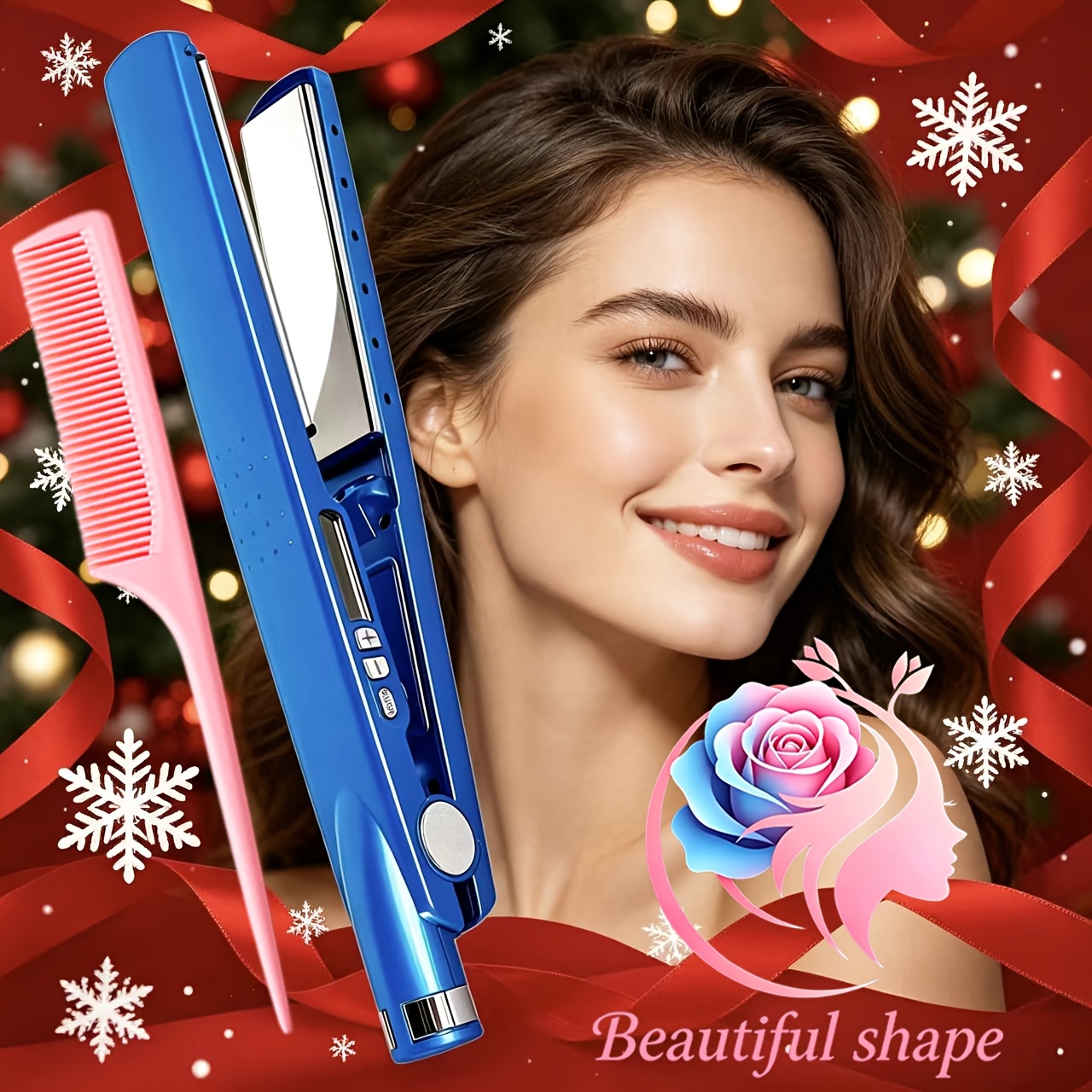 Hair straightener, professional straightening and curling in one device, fast heating hair styling tool