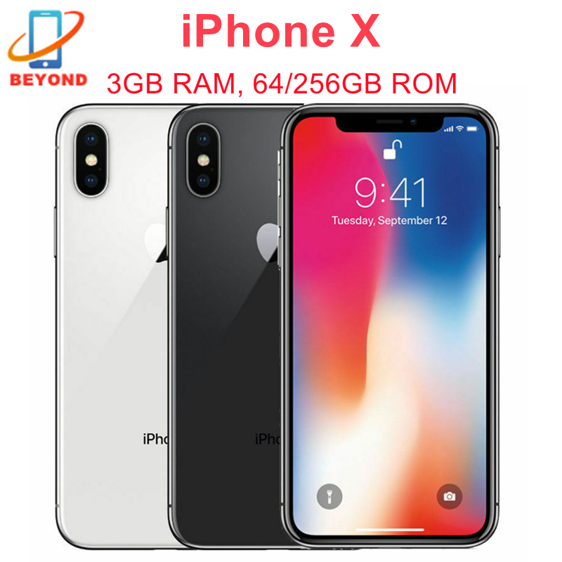 Apple iPhone X 5.8" オリジナル OLED スクリーン RAM 3GB ROM 64/256GB Face ID A11 Bionic 4G LTE 12MP IOS ロック解除済み正規品
