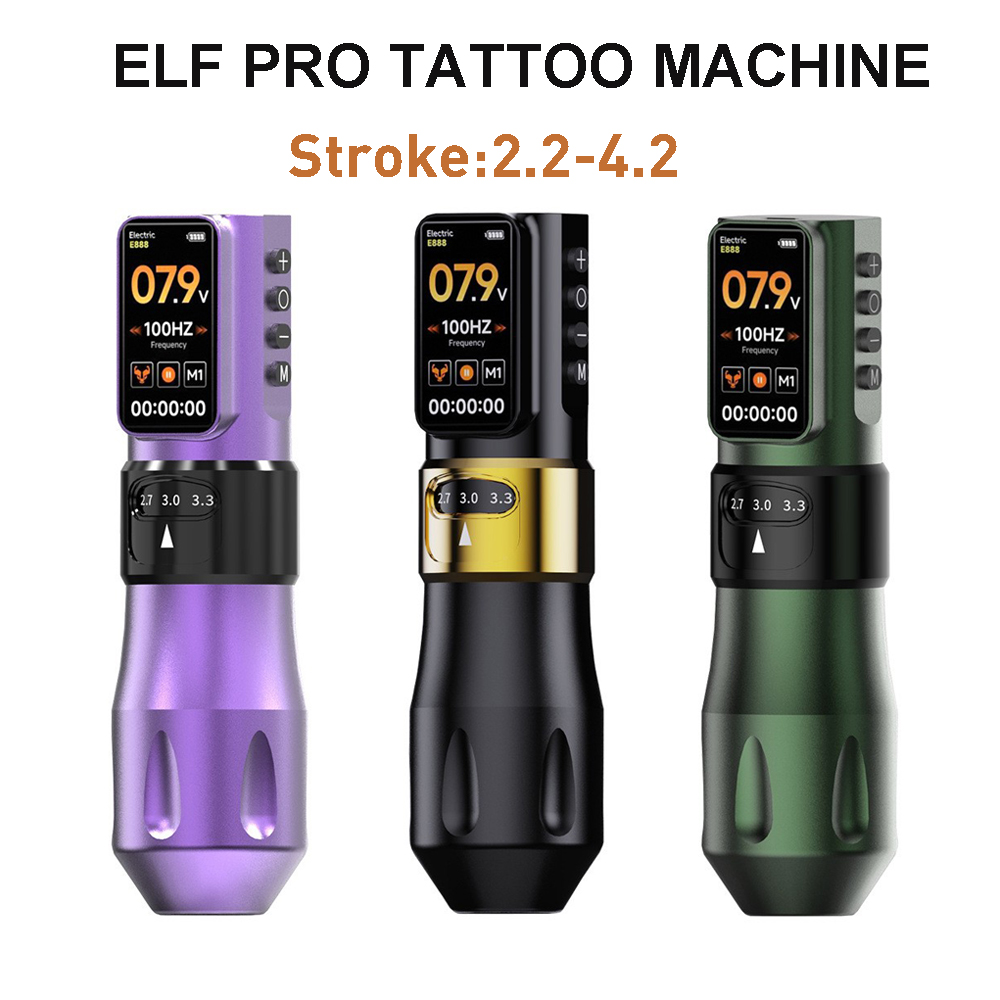 プロワイヤレスタトゥーマシンペン電源バッテリー 1600mAh 調整可能なストローク 2.2-4.2 ミリメートルアートメイクコアレスタトゥーガン