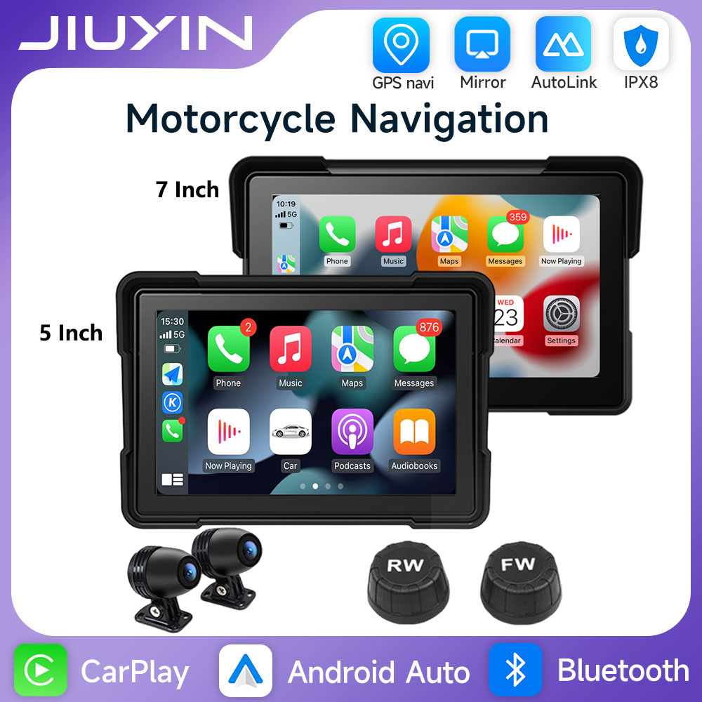 5/7 インチポータブルオートバイ DVR GPS ナビゲーション IPX8 防水液晶ディスプレイワイヤレス CarPlay Android 自動マルチメディアプレーヤー