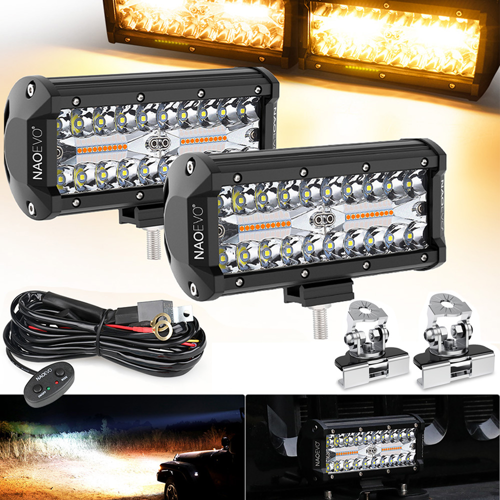 240 ワット 7 インチ LED ライトバーオフロード 4x4 LED ワークライト 6 モード霧運転 12 V 24 V LED 遠く ATV トラックボート自動車アクセサリー