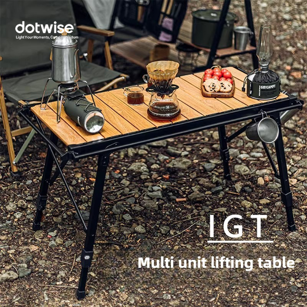 Dotwise キャンプテーブル折りたたみポータブル IGT 屋外テーブル高さ調節可能なアルミ合金屋外バーベキューピクニック釣り