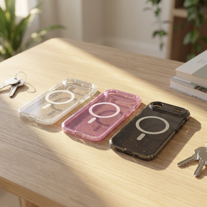 黄変防止・クリスタルクリア・ハードTPU製、耐衝撃・防水スマホケース。マグネットリング付きレンズ保護クッションに対応