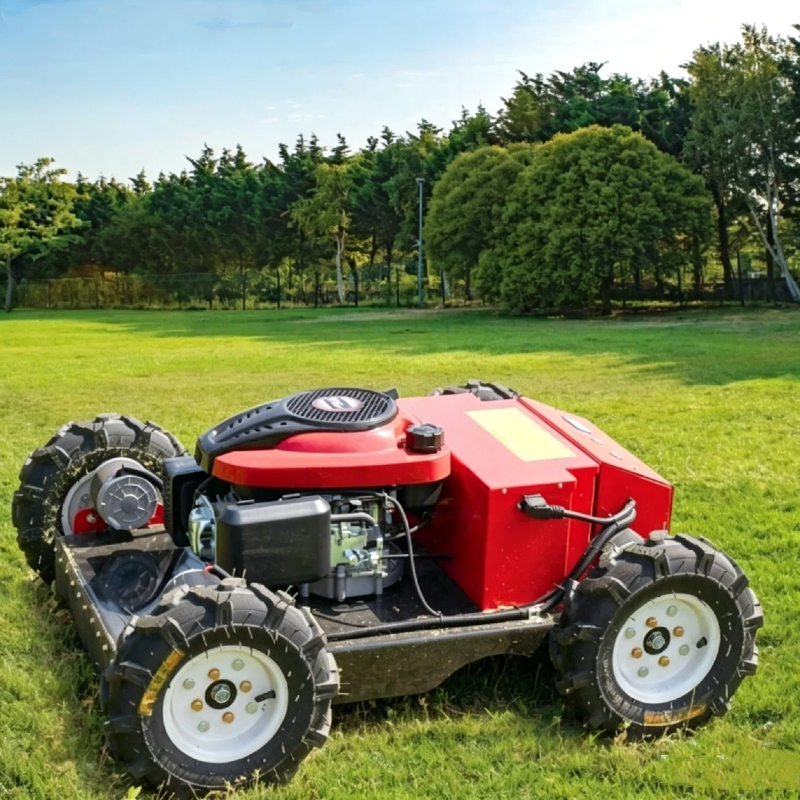 196CC Gas Wheeled Remote Control Lawn Mower All Terrain 4WD Robot Grass Cutter with High-Quality Tires & Precision Cutting