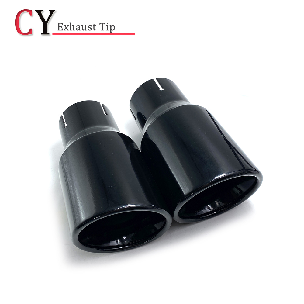 1 ピースマルチサイズユニバーサルカーアクセサリー黒ステンレス鋼ベベルカーリーフランジマフラーチップエンドパイプマツダトヨタ