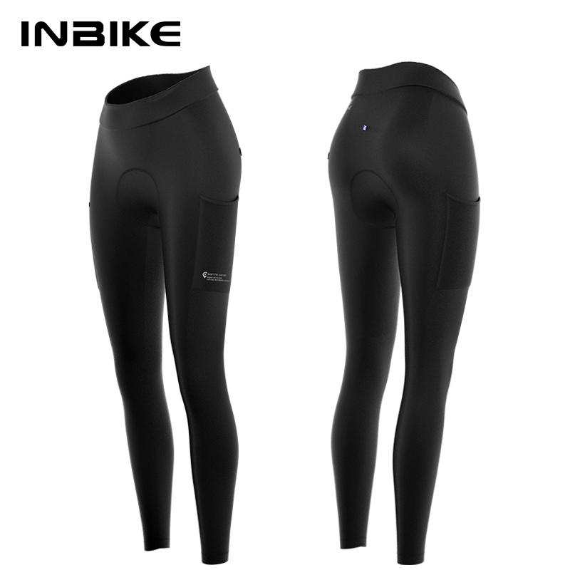 INBIKE 女性の冬のサイクリングパンツパッド入りプロフェッショナル自転車ズボン暖かいフリース自転車服乗馬パンツロードバイクタイツ