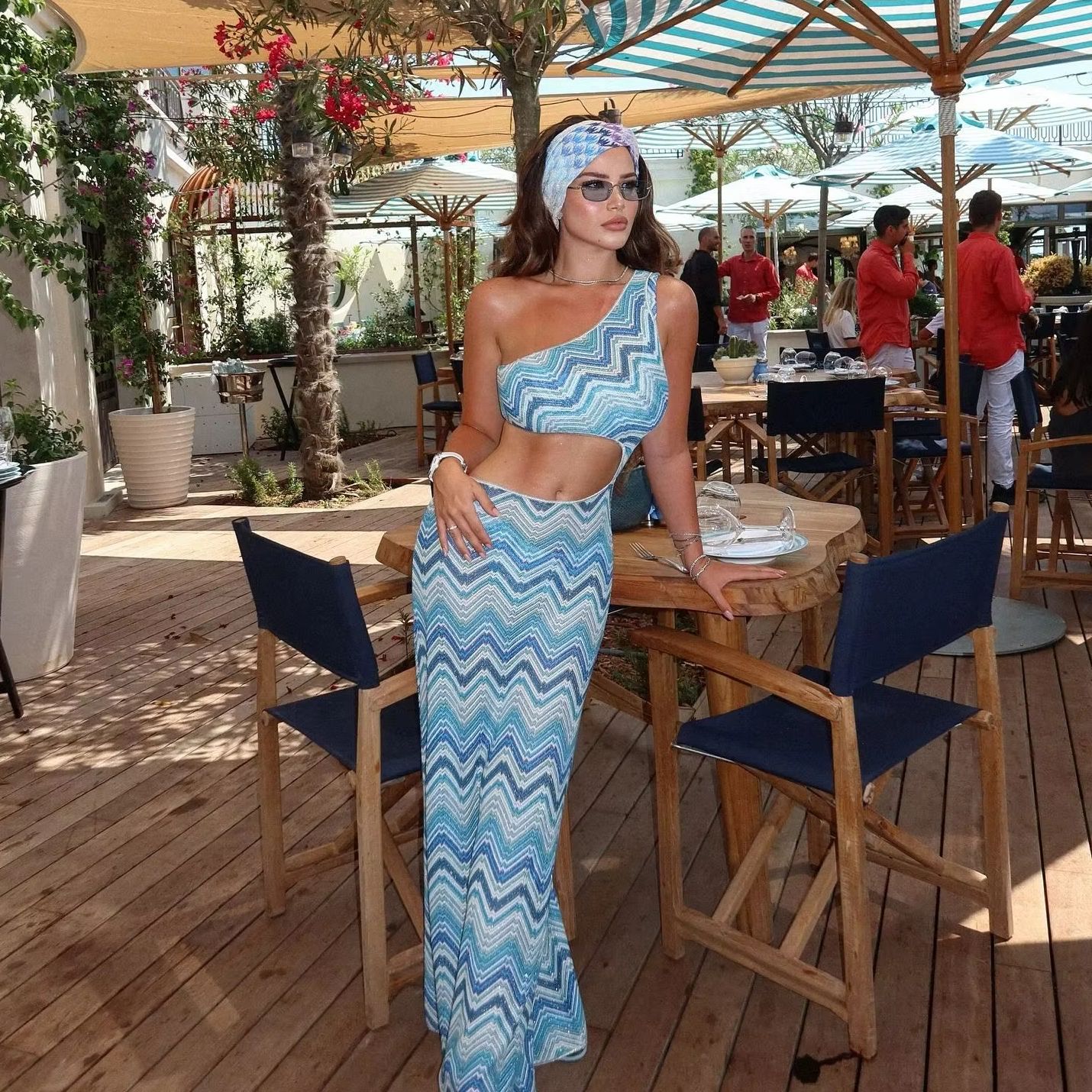 プリント花柄ワンピース水着女性パッド入り水着包帯カットアウト Mnokini 水着水着夏