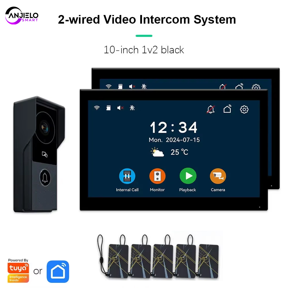 ANJIELO Tuya スマート 1080P2 ワイヤー Visiophone ドアベルビデオインターホンシステムホームメタルドアホンサポート IP カメラ安全 Protectio