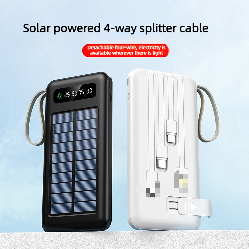 10000/20000mAh 屋外ソーラー大容量モバイル電源銀行 IPhone Android 電話共有自己完結型ケーブル (CCC)