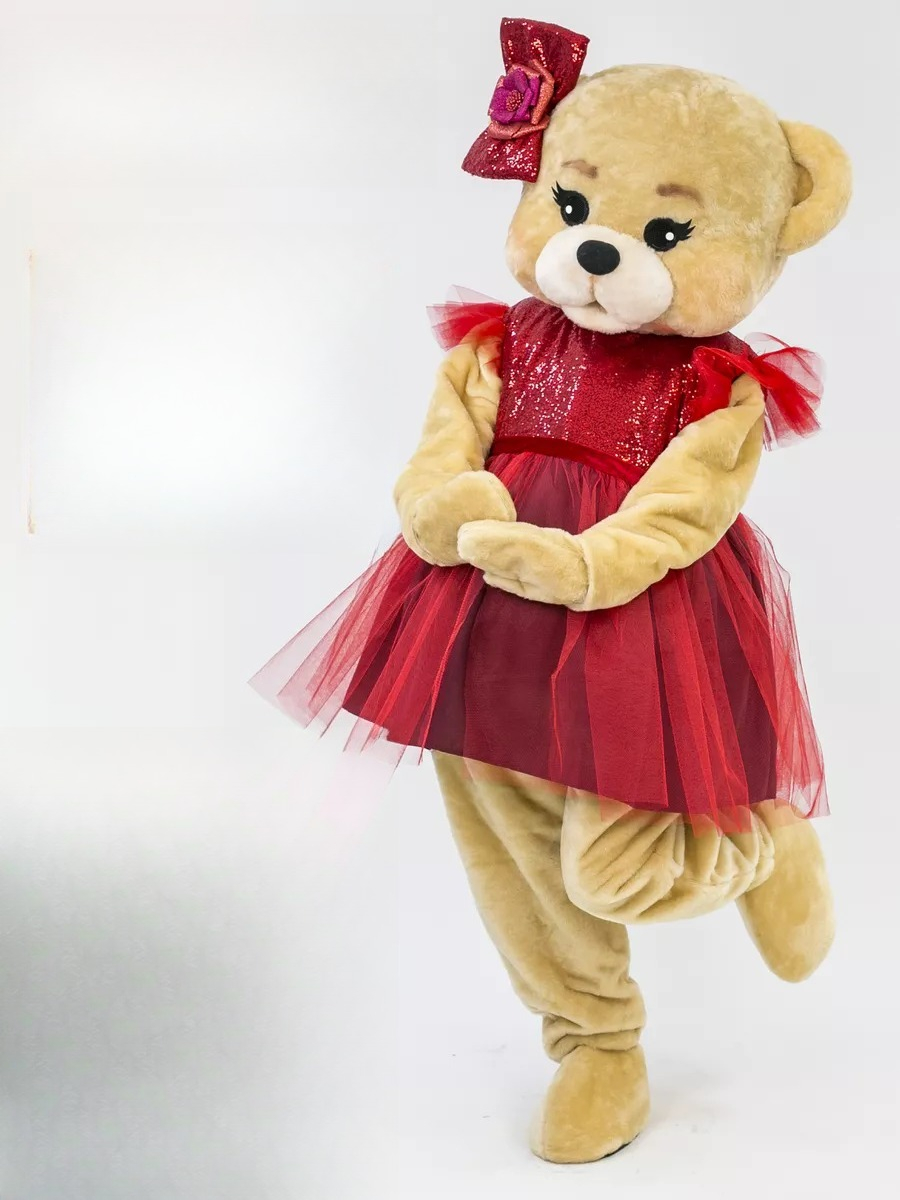 赤い糸ドレスかわいいヒグママスコット衣装広告ウォーキング漫画人形服ハロウィンカーニバルファンシーパーティー衣装