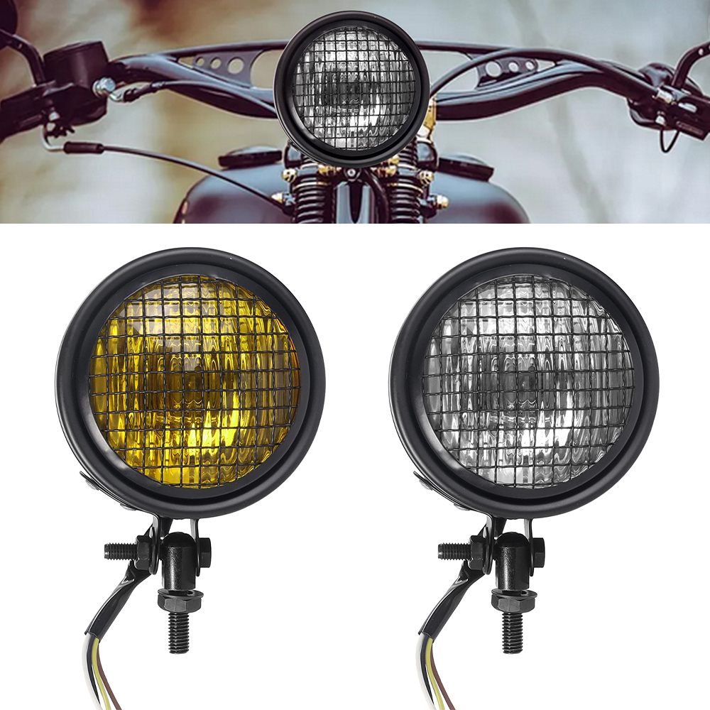 オートバイレトロヘッドライトハロゲンフロントヘッドライトランプブラケットユニバーサルホンダ CG125