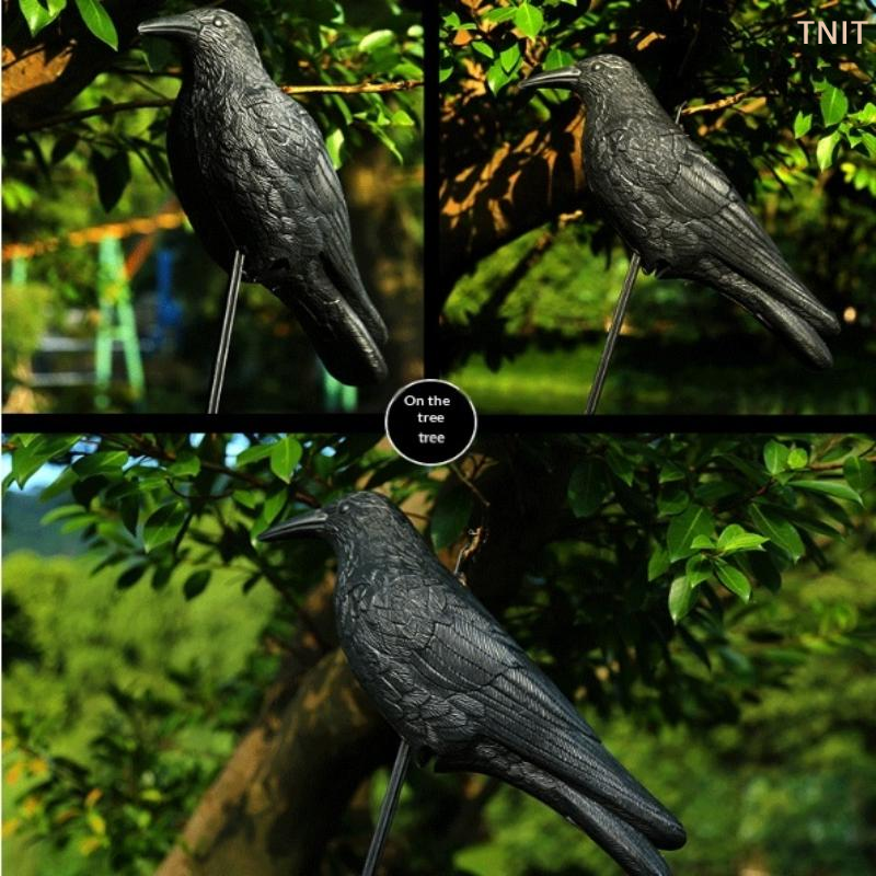 [J] リアルな黒いカラスの鳥よけ鳩怖がらせ屋怖いフェイク庭屋外農場の害虫駆除用