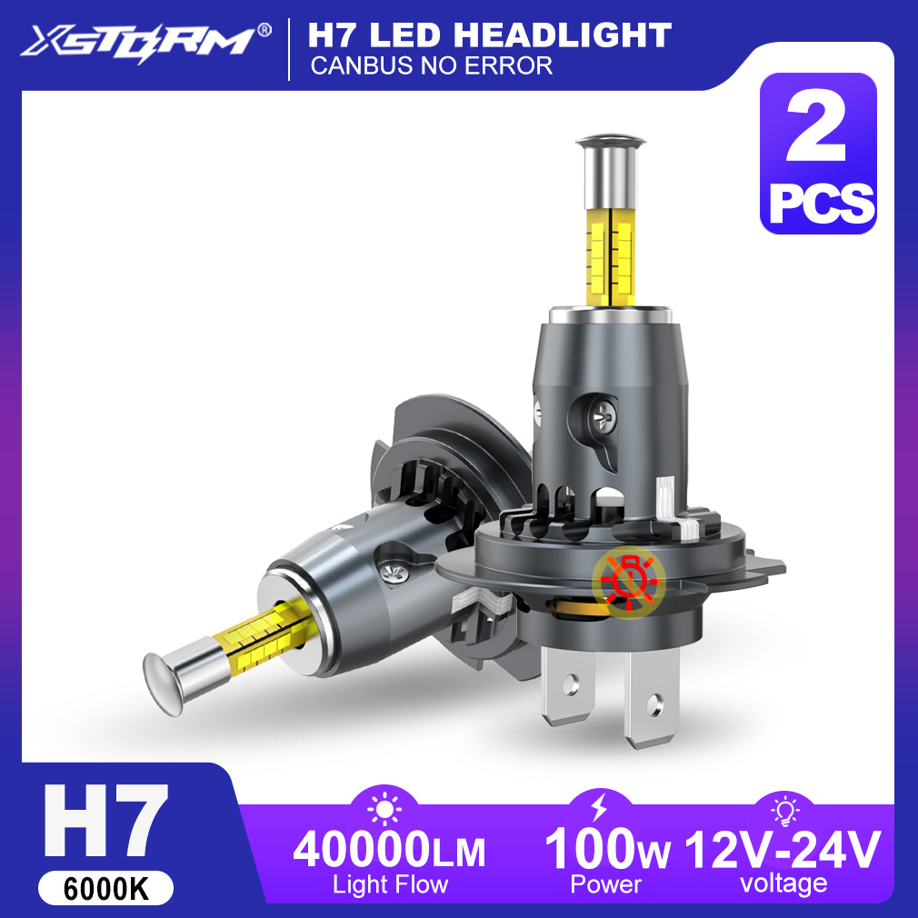 XSTROM H4 LED ヘッドライト H1 H7 360° LED ライト CANBUS 40000LM 100 ワット車のヘッドライトファン付き自動ターボランププラグプレイ 6000K 12V 24V