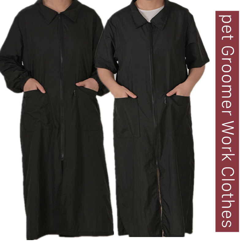 M-2XL プロフェッショナルペットグルーミングヘアカット作業服理髪長袖作業服理髪店アシスタントエプロン G1014