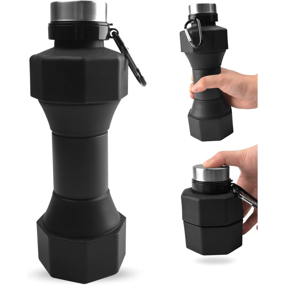 650ml フィットネスウォーターボトル 再利用可能なトラベルカップ ポータブルトラベルアクセサリー 折りたたみ式スポーツギア サイクリング、ランニング、フィットに最適