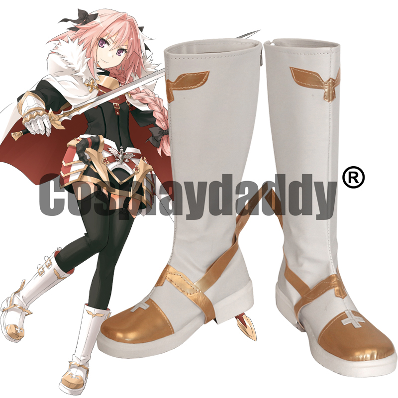 在庫あり Fate/Apocrypha 黒の陣営のライダー シャルルマーニュの十二聖騎士 アストルフォ ホワイト コスプレ ブーツ 靴 S008