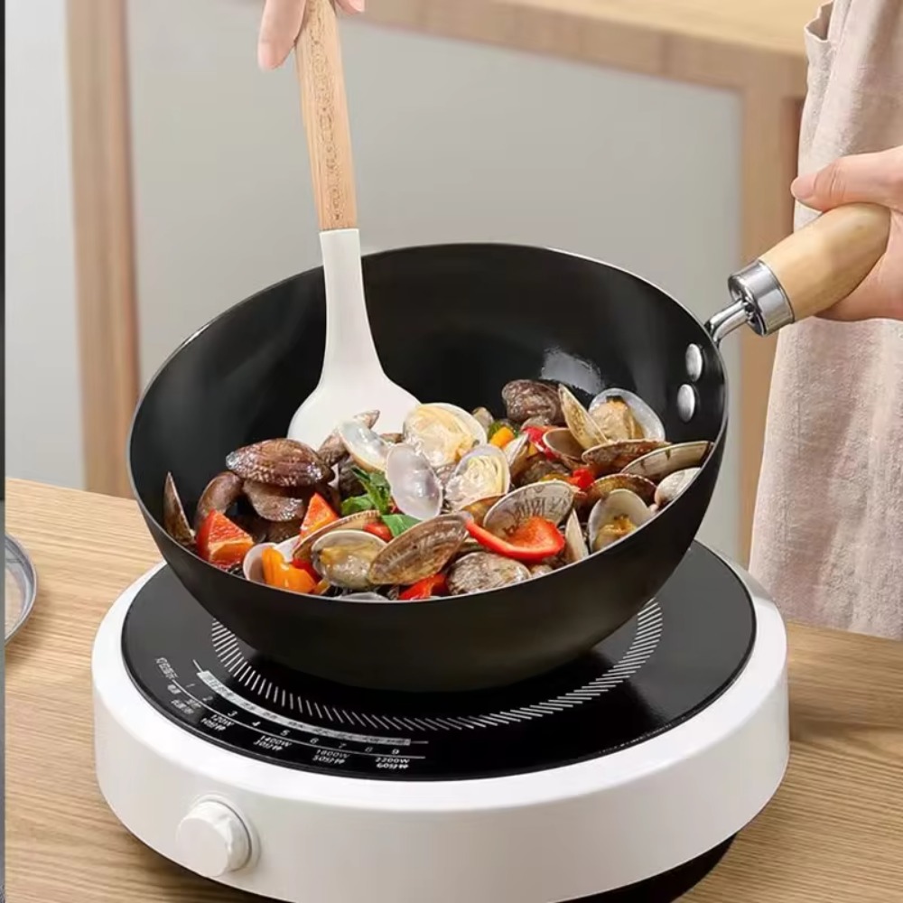 ミニノンスティック小型鋳鉄中華鍋コーティングなし平底フライパン深めのユニバーサルポットレンタル